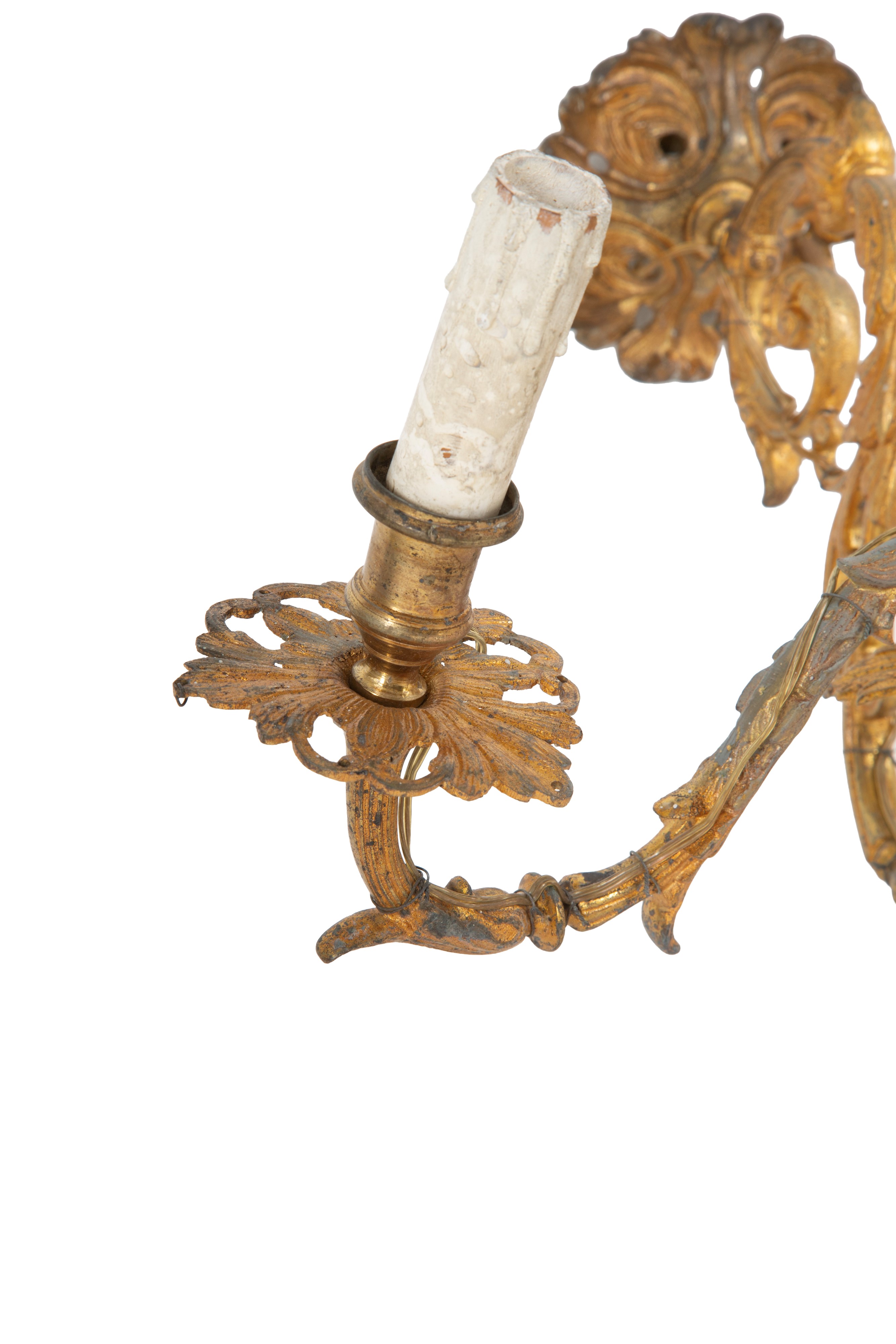 Coppia di applique a sei luci, bronzo dorato, XIX secolo