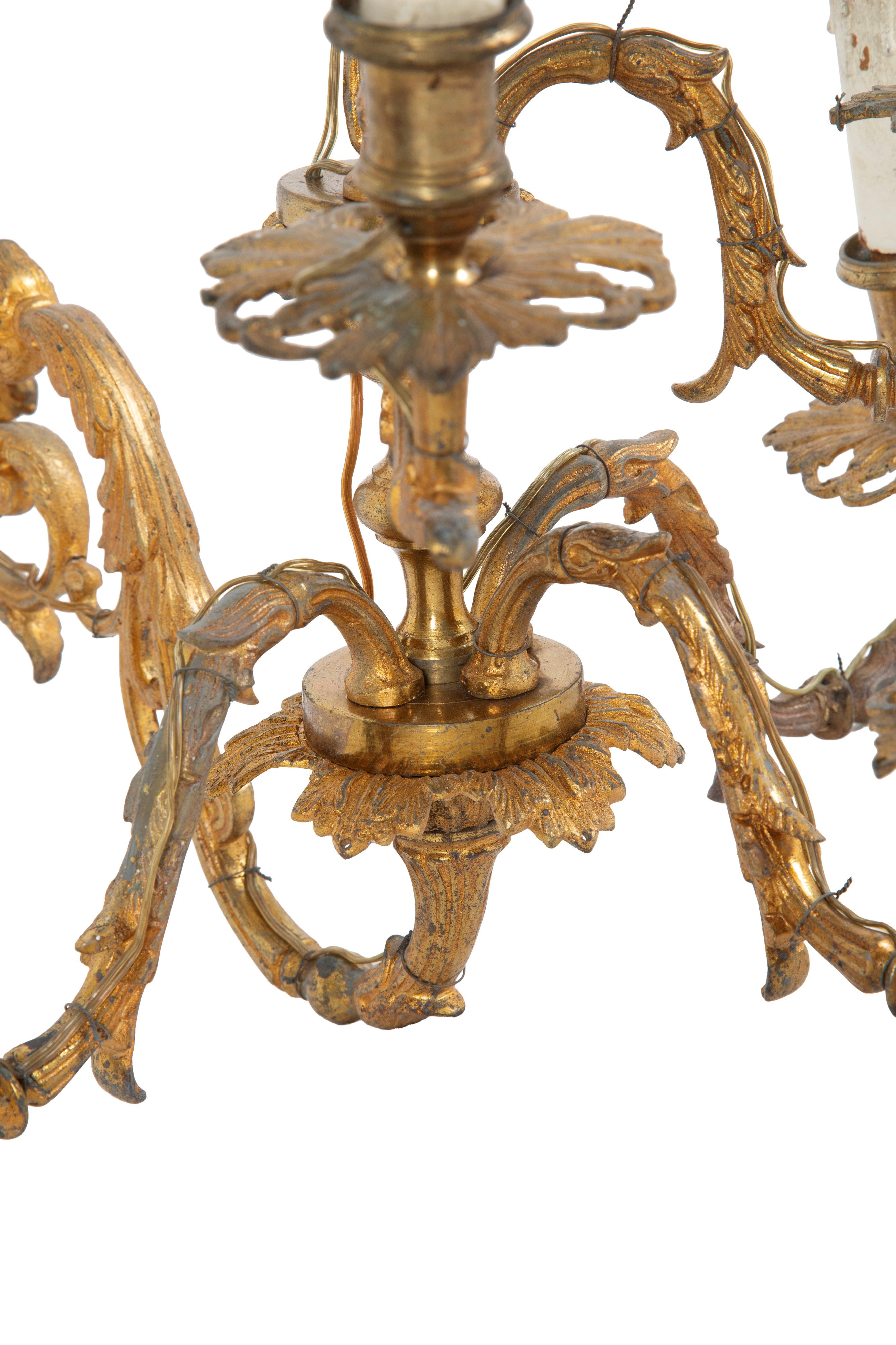 Coppia di applique a sei luci, bronzo dorato, XIX secolo