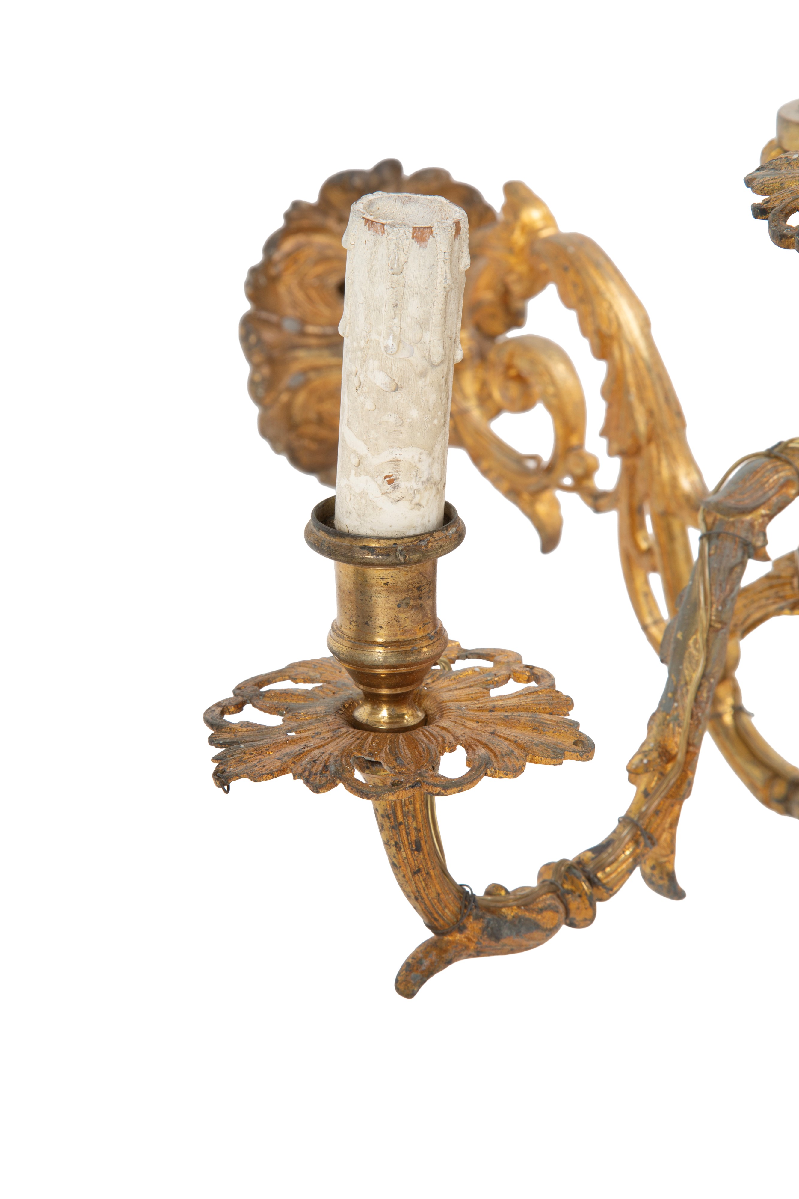 Coppia di applique a sei luci, bronzo dorato, XIX secolo