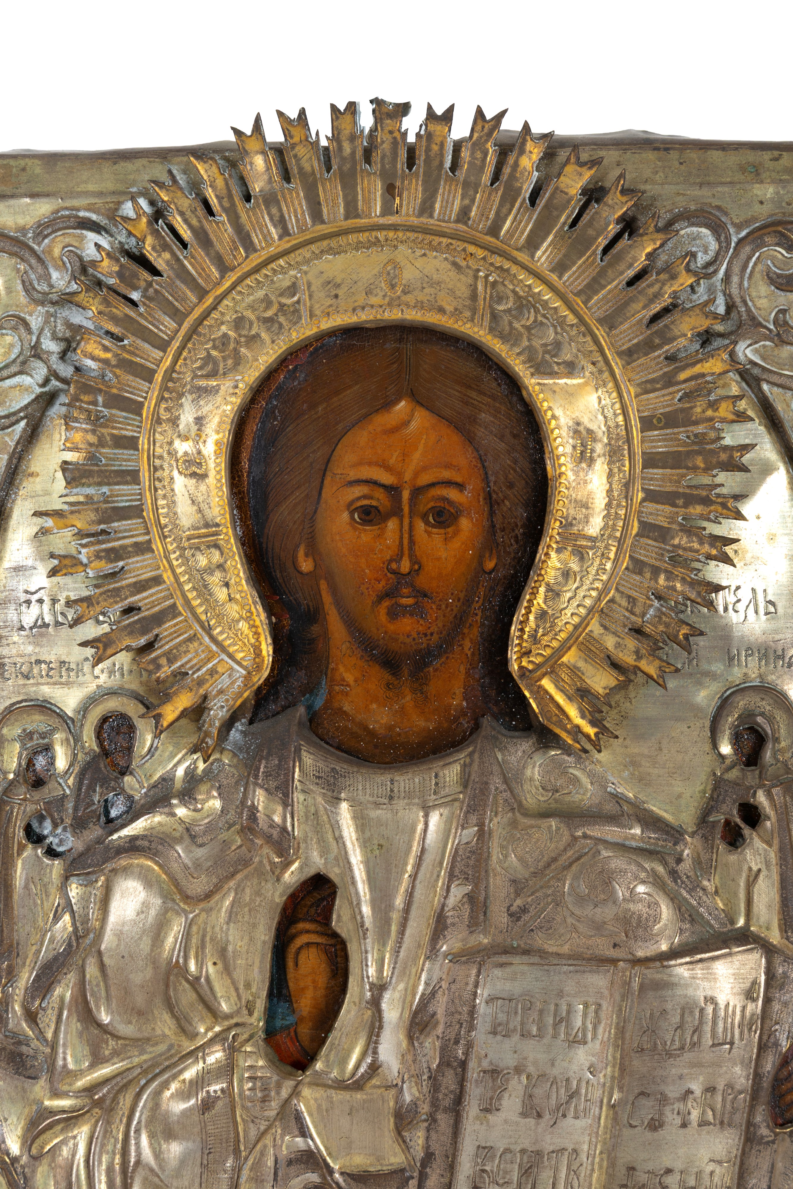Cristo Pantocratore, icona con riza in argento, XIX secolo