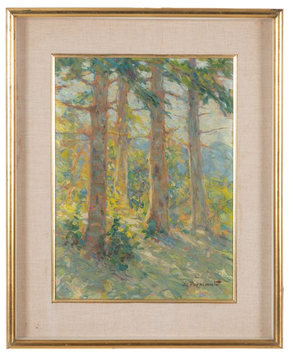 EUGENIO BONIVENTO  E. ZENO - Painting "ON THE EDGE OF THE WOODS"