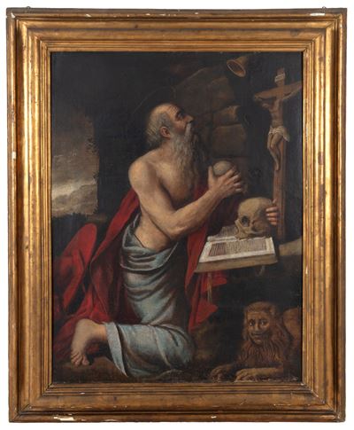 Dipinto, San Girolamo penitente, olio su tela (XVII secolo)