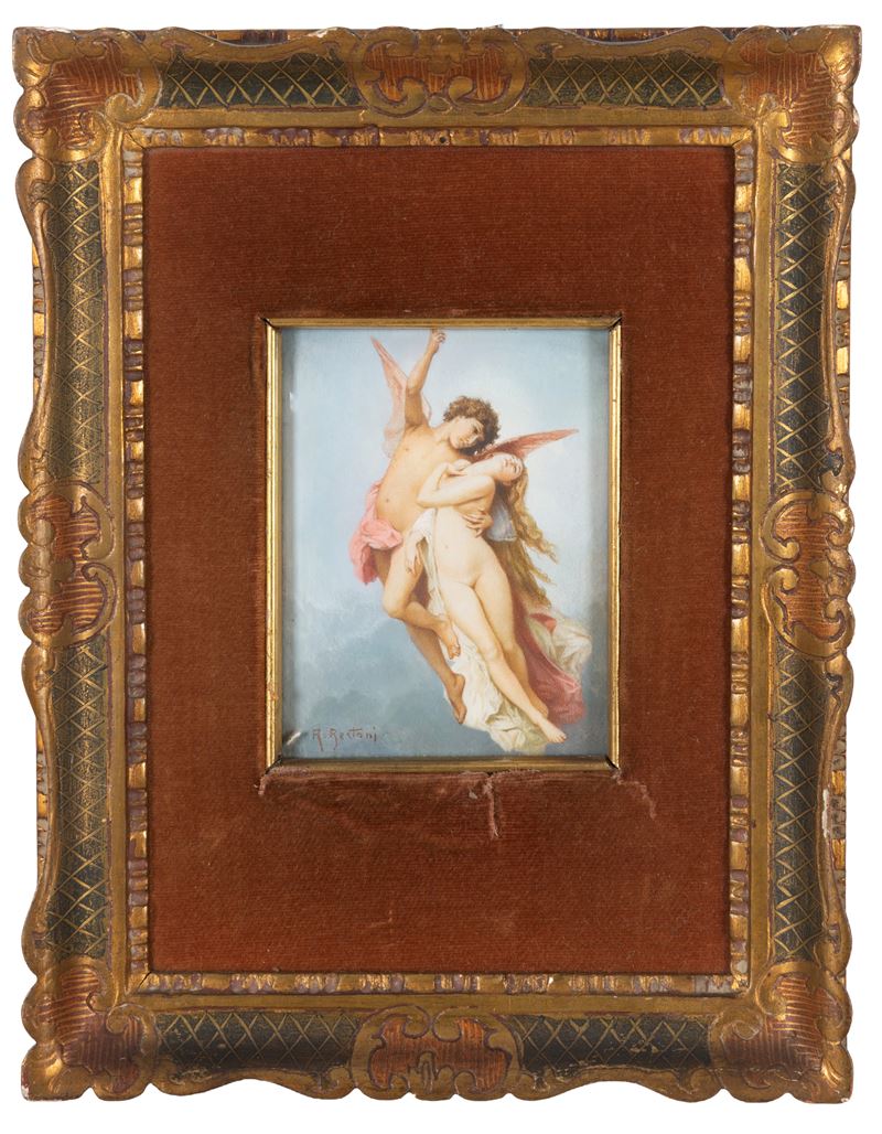 R. Bertoni, Miniatura raffigurante “Cupido e Psiche”