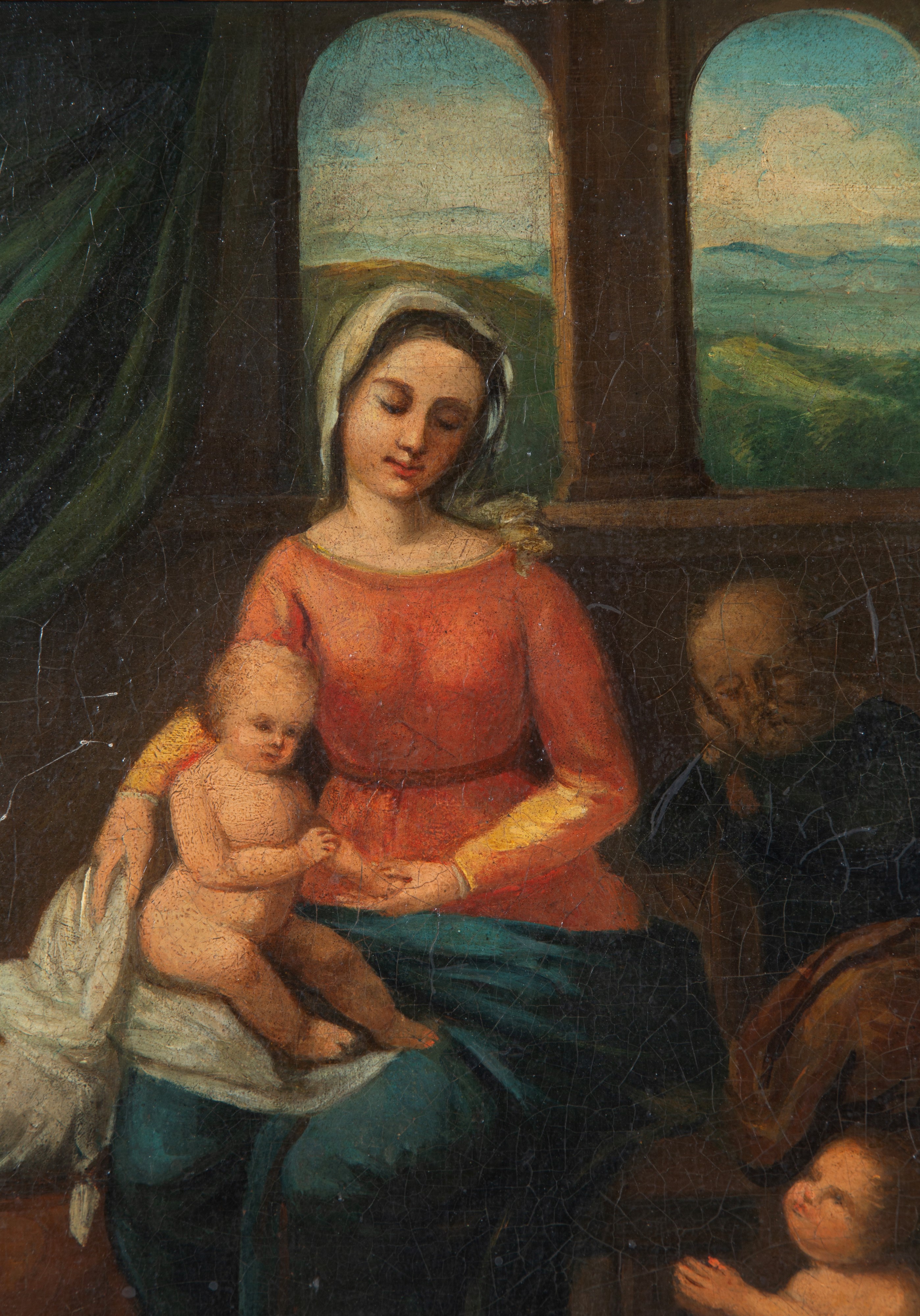 Dipinto, Sacra Famiglia con San Giovannino, olio su tela (XVII secolo)