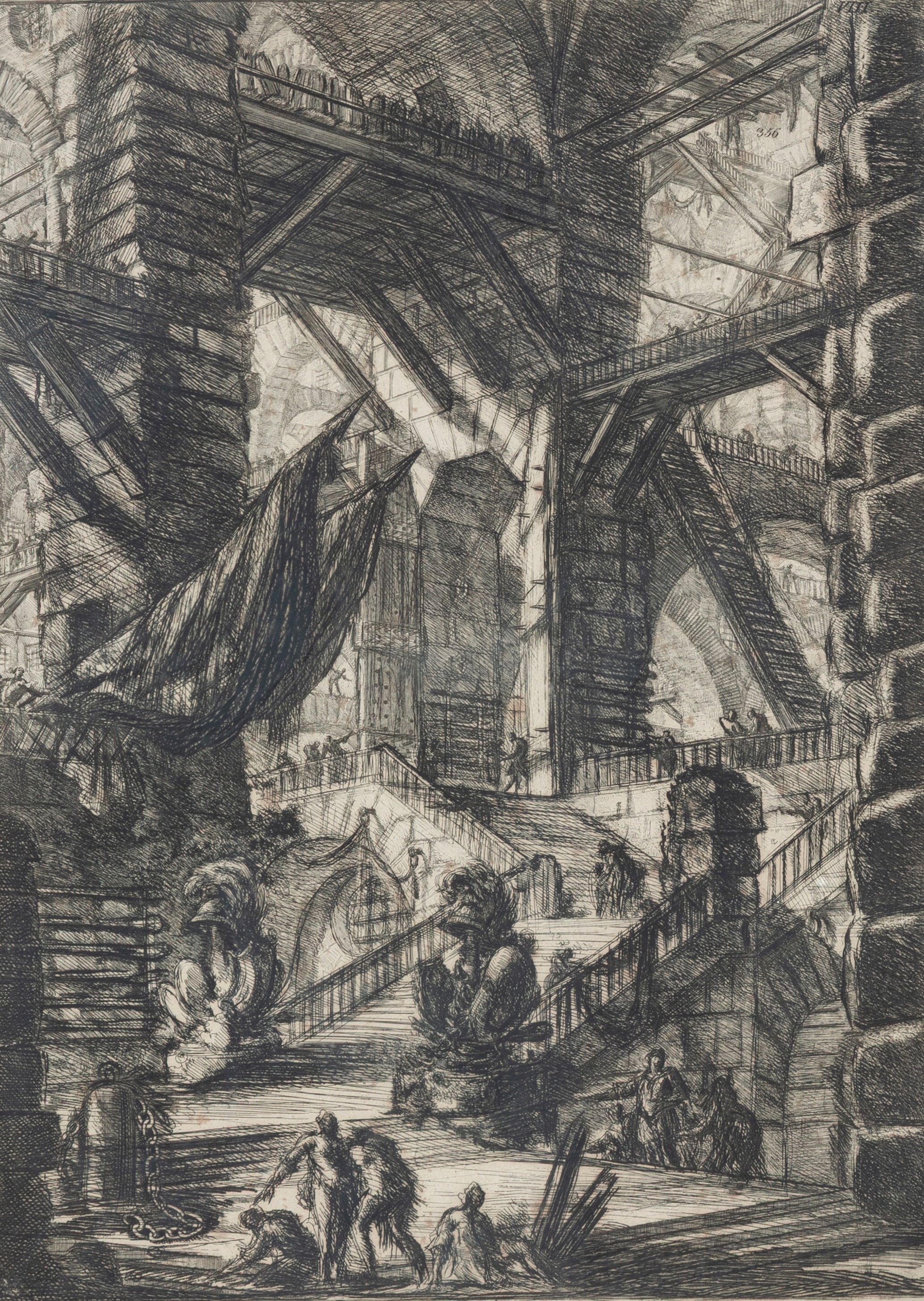 Francesco Piranesi - Acquaforte “Carceri, Tav. VIII: Un terno immenso con trofei”