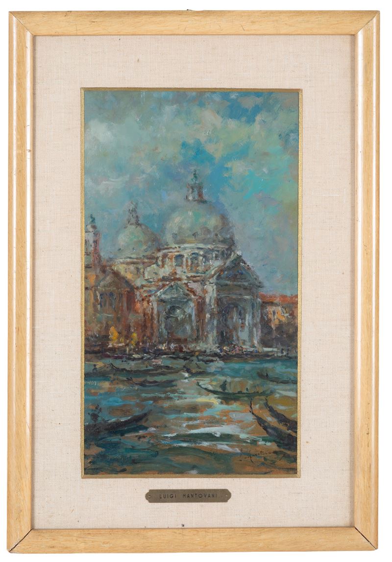 Luigi Mantovani - Basilica della Madonna della Salute, olio su masonite