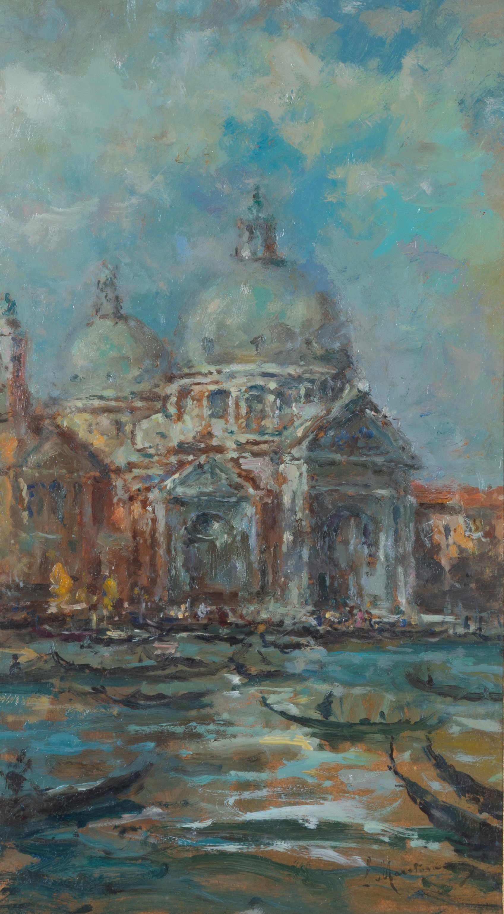 Luigi Mantovani - Basilica della Madonna della Salute, olio su masonite