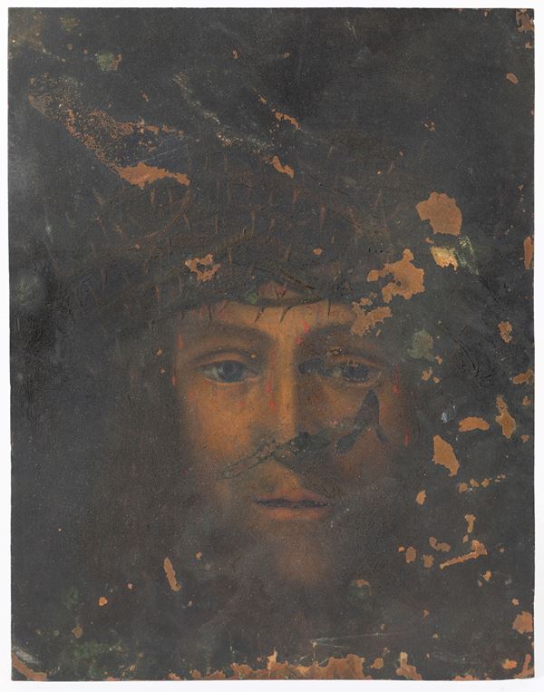 Painting on copper "CHRIST CROWNED WITH THORNS"