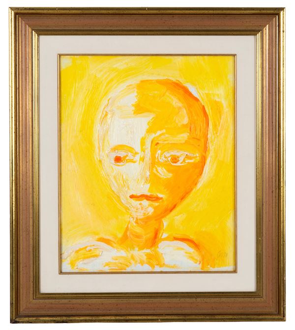 VIRGILIO GUIDI - Painting "TESTA FONDO GIALLO"