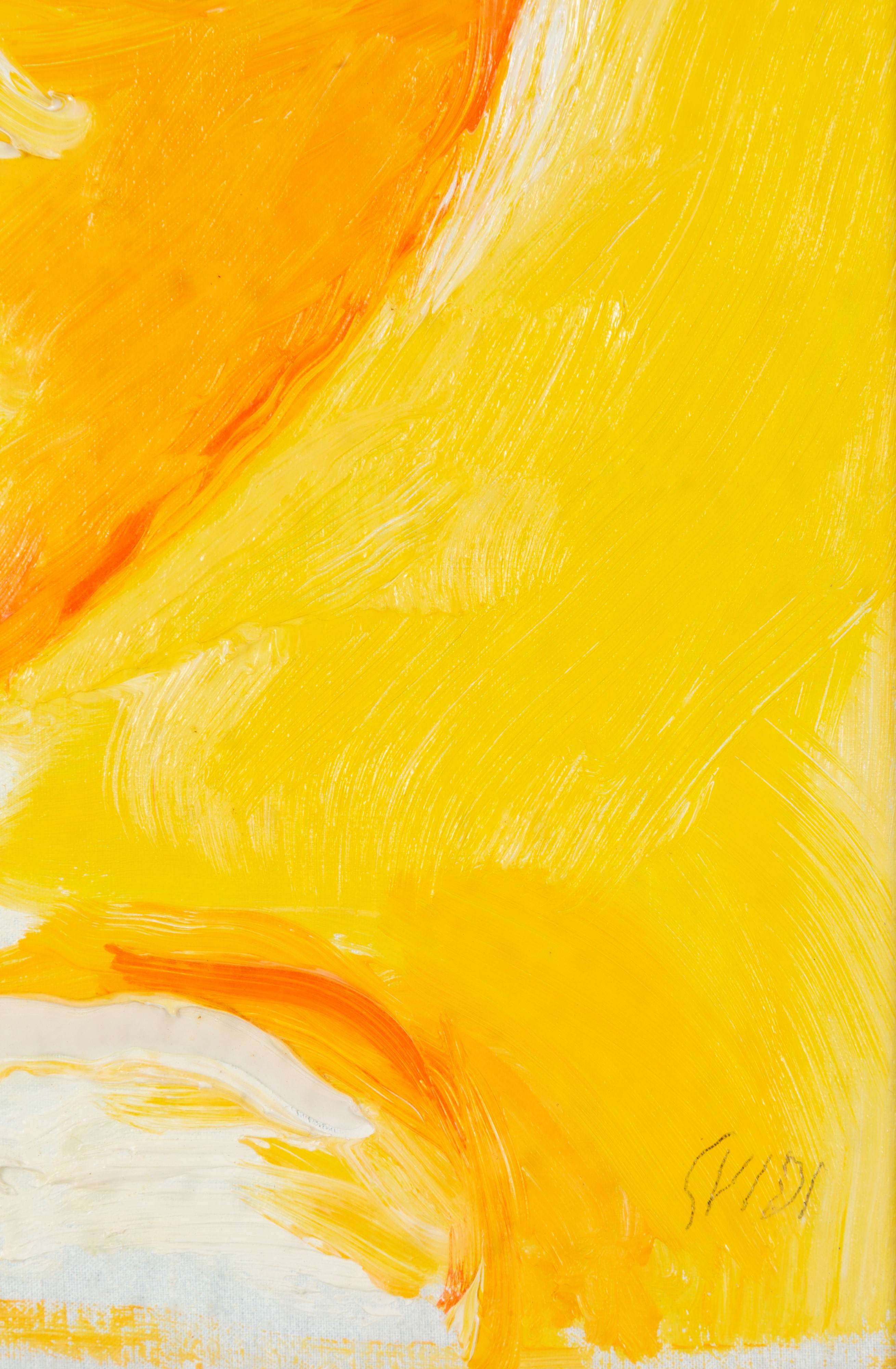 Virgilio Guidi - Testa fondo giallo, olio su tela