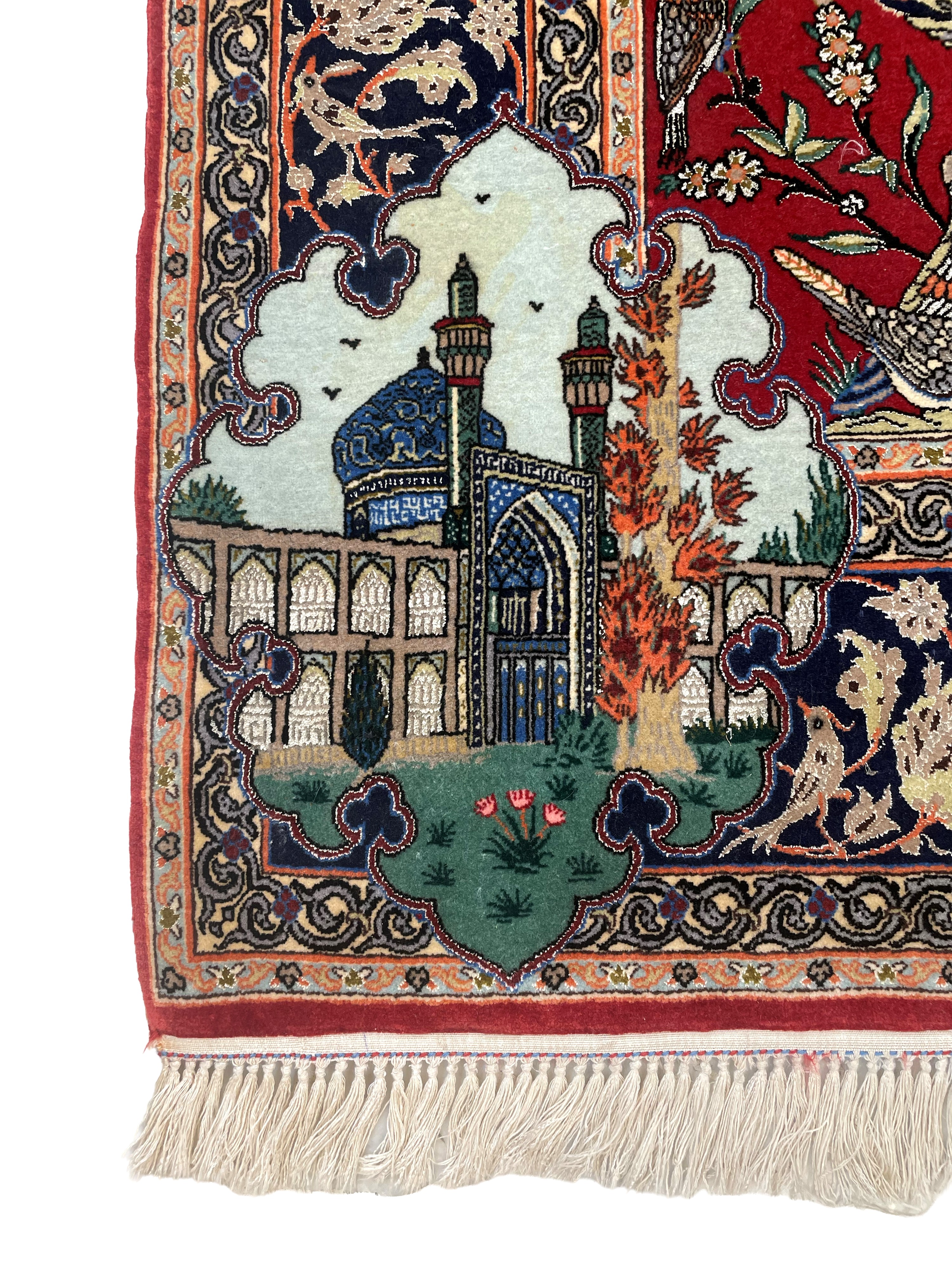 Maestro Vaseghi, Tappeto Isfahan extra fine in lana e seta (Persia), firma e datazione fine XX se...