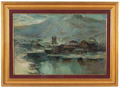 Paesaggio montano, olio su tela
