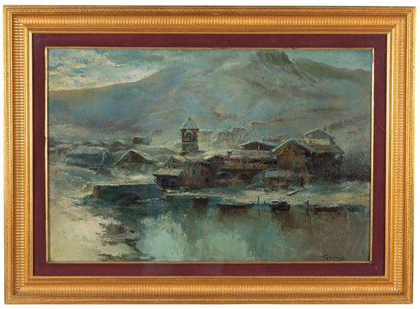 GIUSEPPE SOLENGHI - Painting "MOUNTAIN LANDSCAPE"