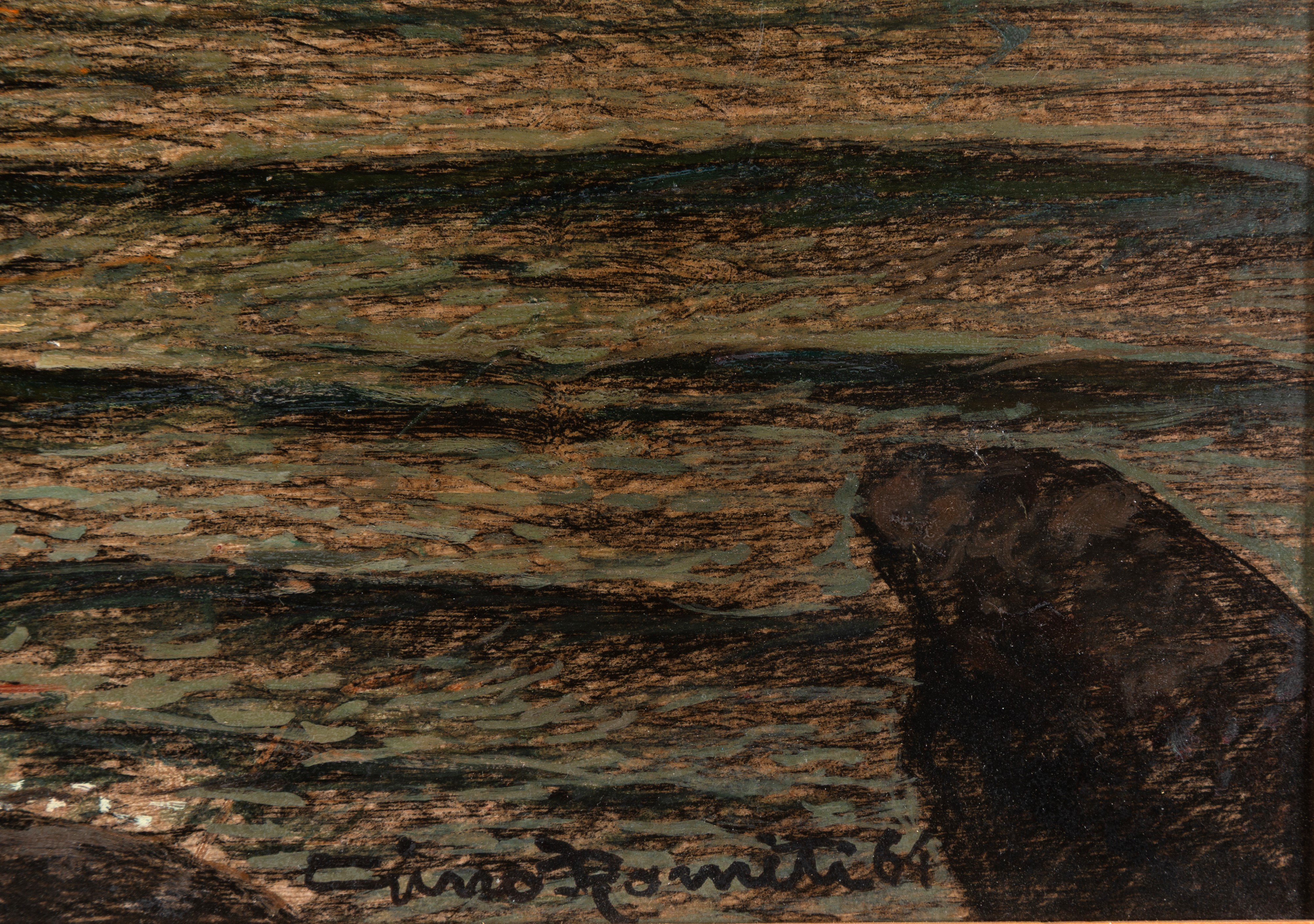 Gino Romiti - Marina notturna, olio su masonite