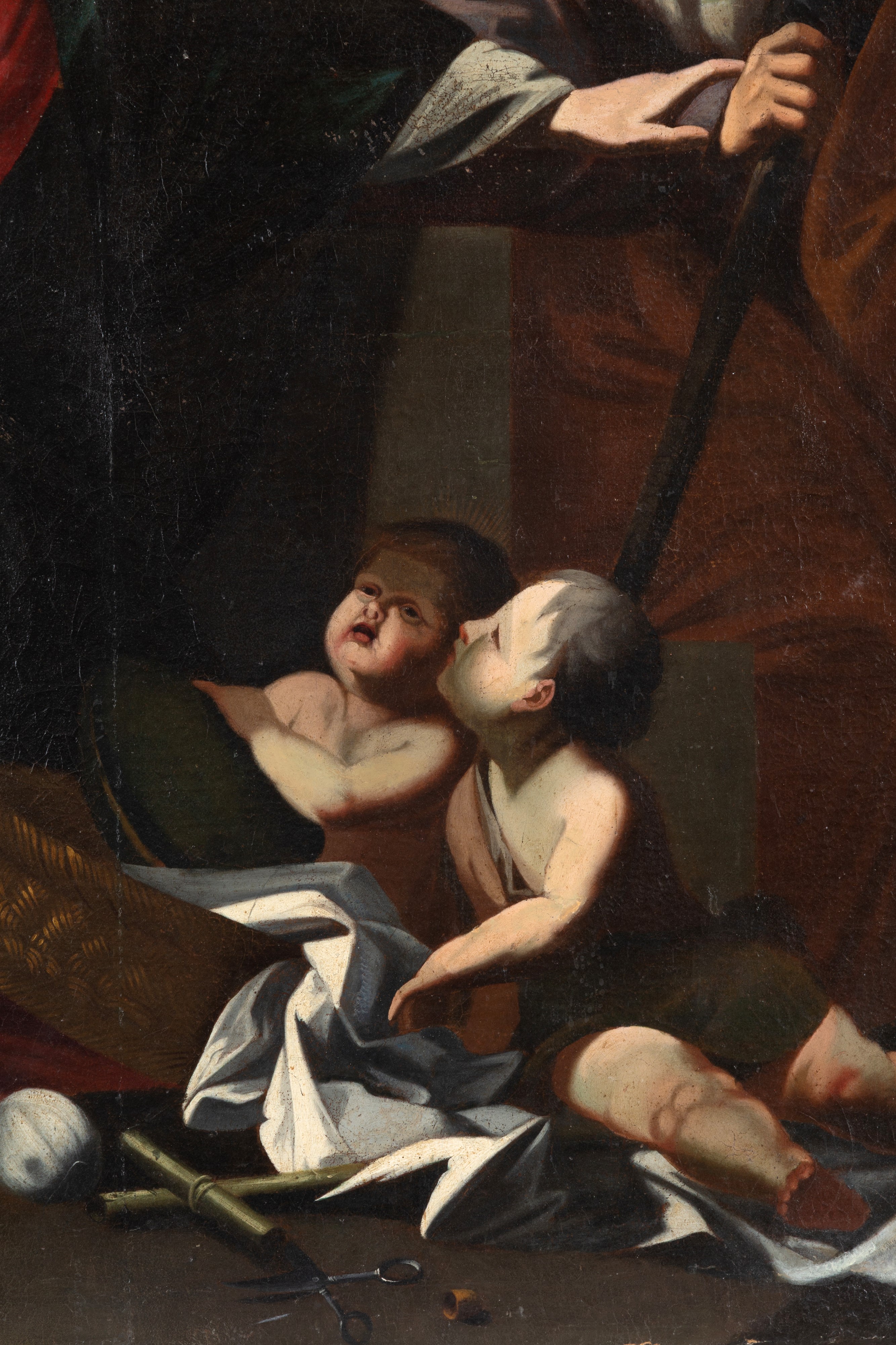 Dipinto raffigurante la Sacra Famiglia, olio su tela, XVII secolo