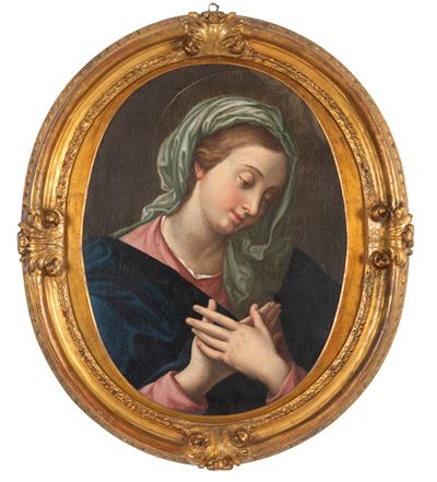 Madonna in preghiera, olio su tela applicata su cartone, XVIII secolo