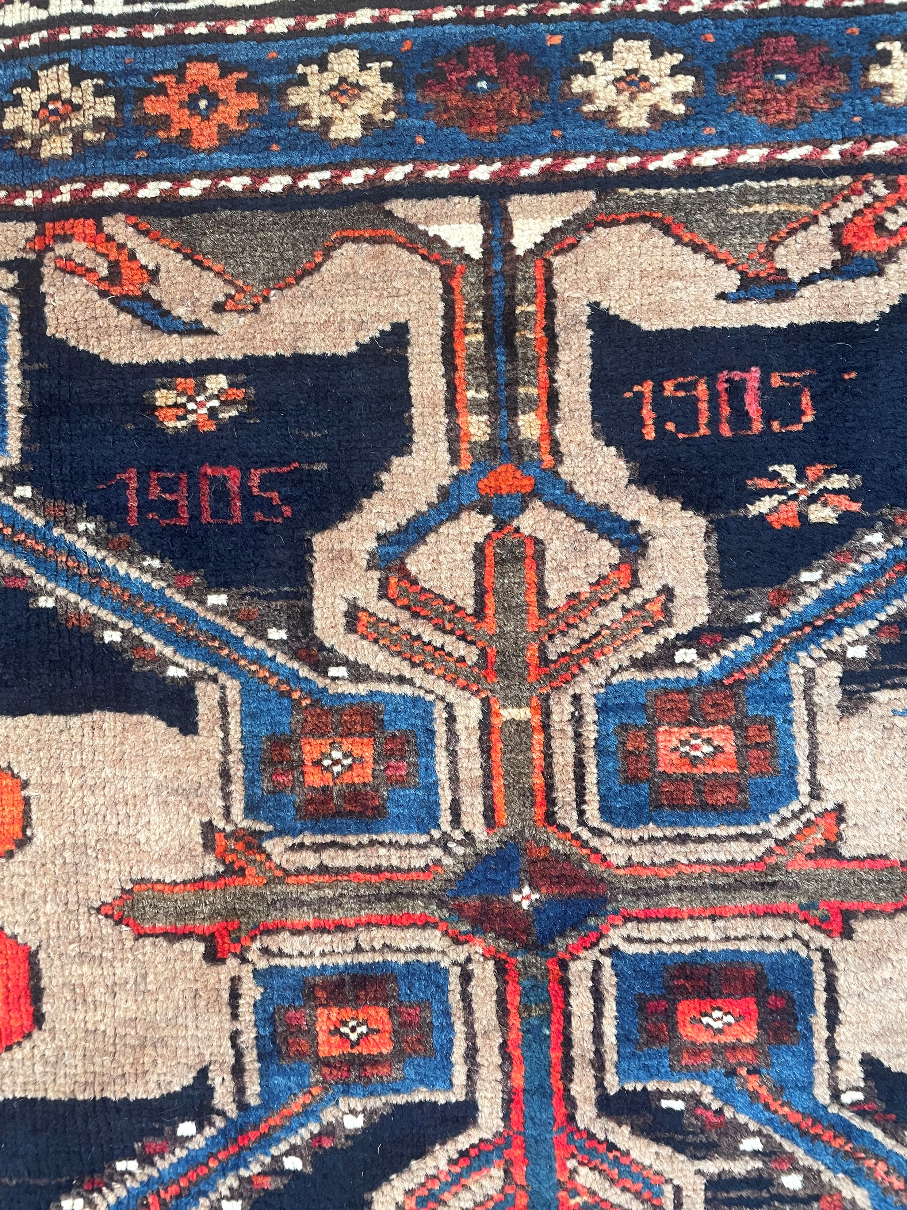 Zairkour (Caucaso), Tappeto datato 1905, 320×170 cm circa