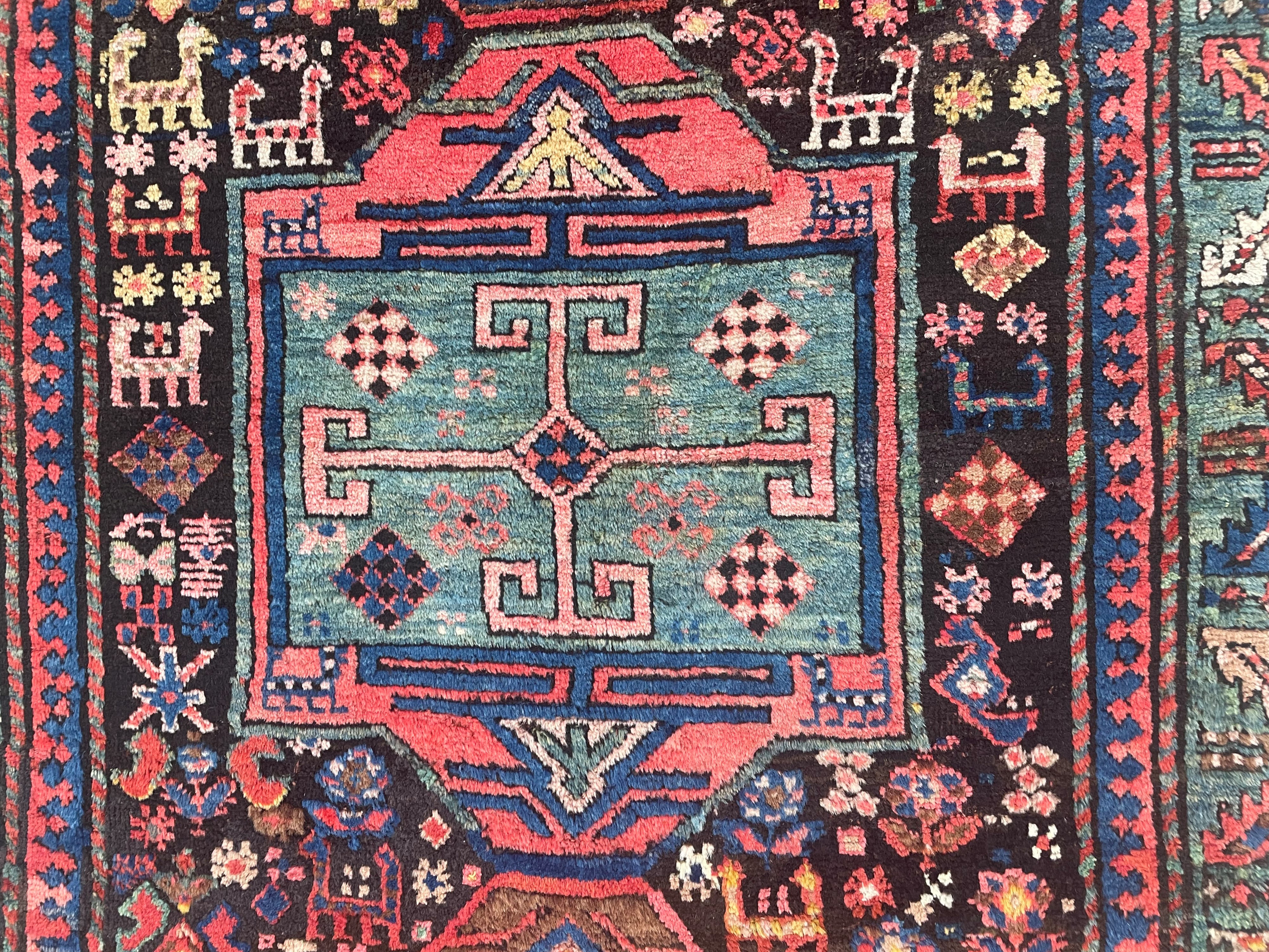 Tappeto Kazak del Caucaso, campo in vello, circa 1900