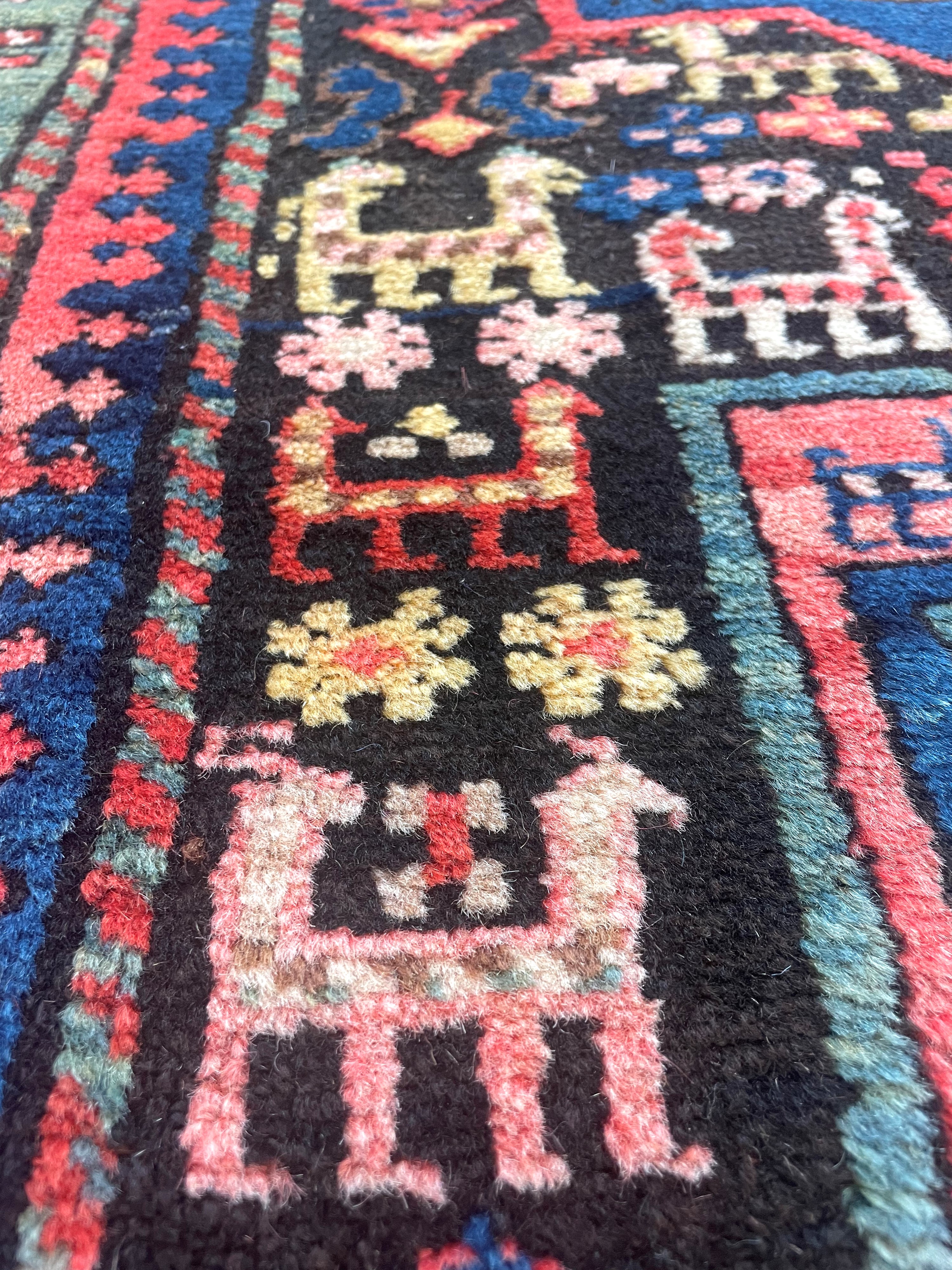 Tappeto Kazak del Caucaso, campo in vello, circa 1900