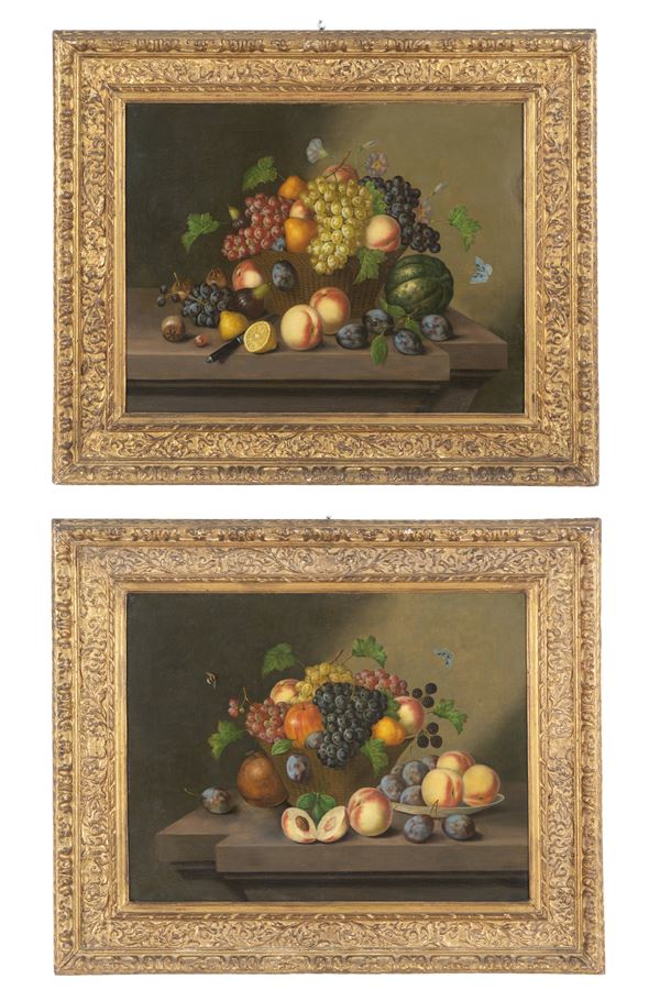 JOHANN GEORG  SEITZ - Pair of paintings "STILL LIFES"