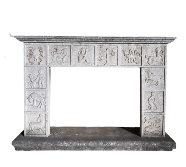 Stone fireplace