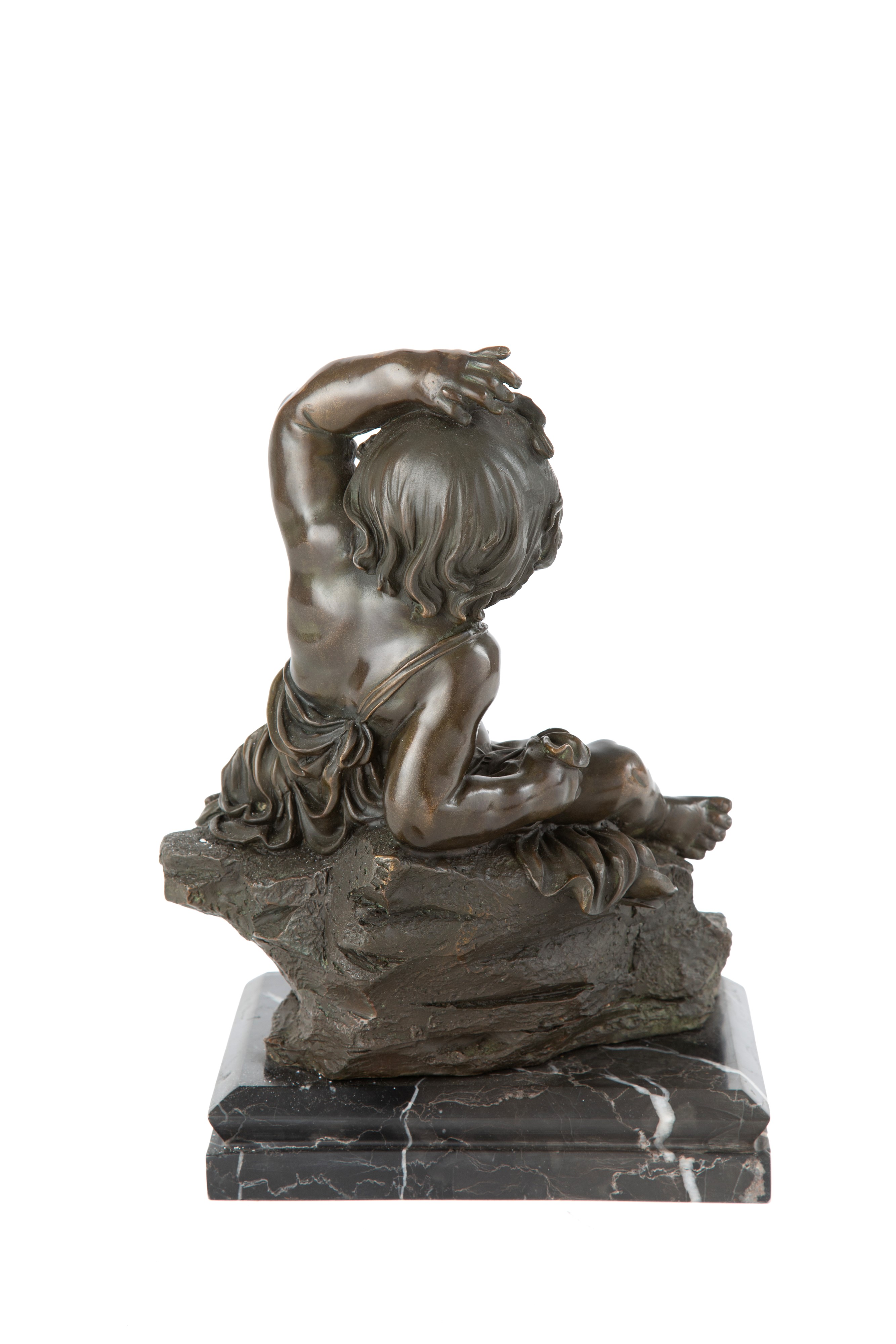 Scultura, Putto in bronzo con base in marmo (XX secolo)