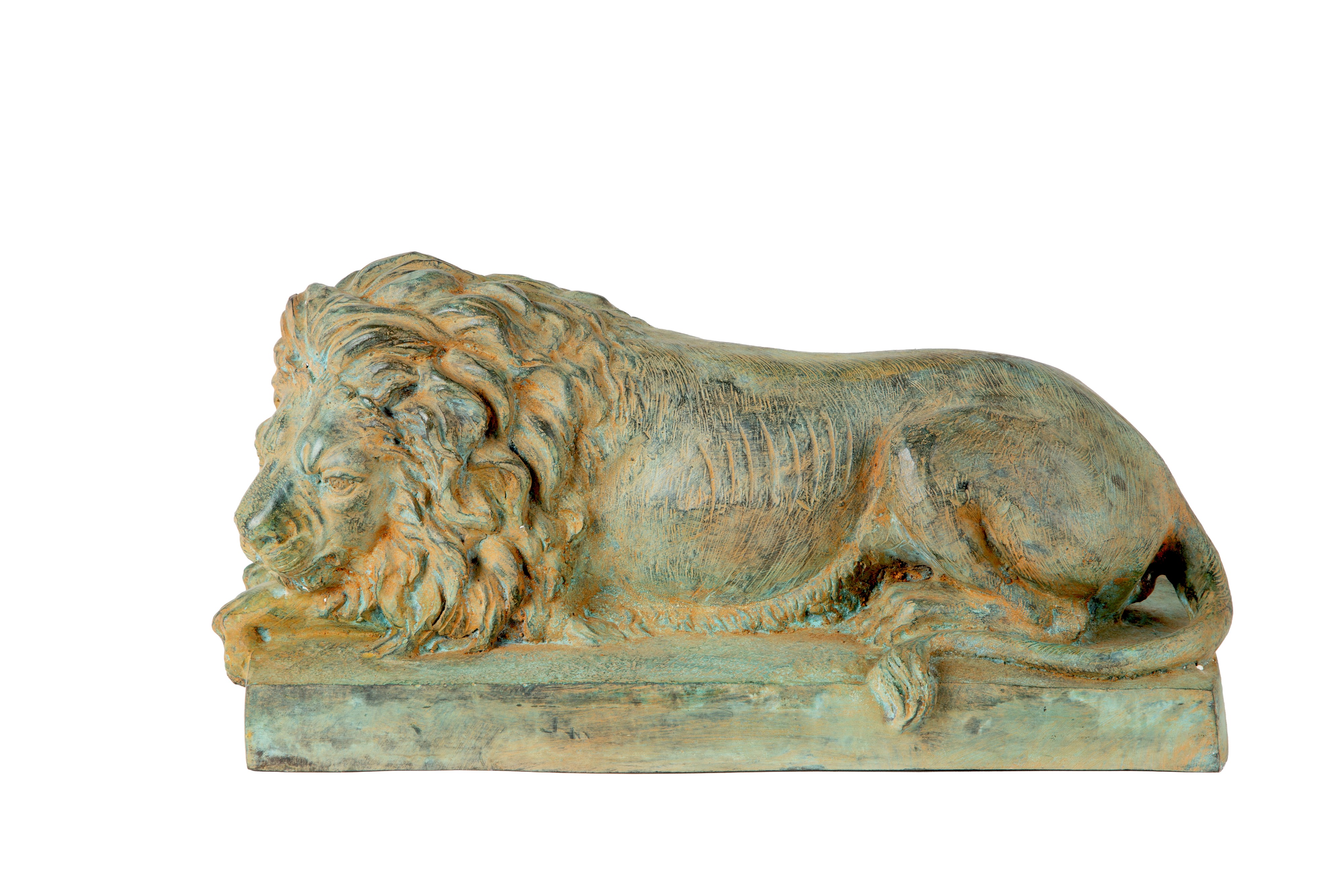 Coppia di sculture, Leoni, bronzo patinato (XX secolo)