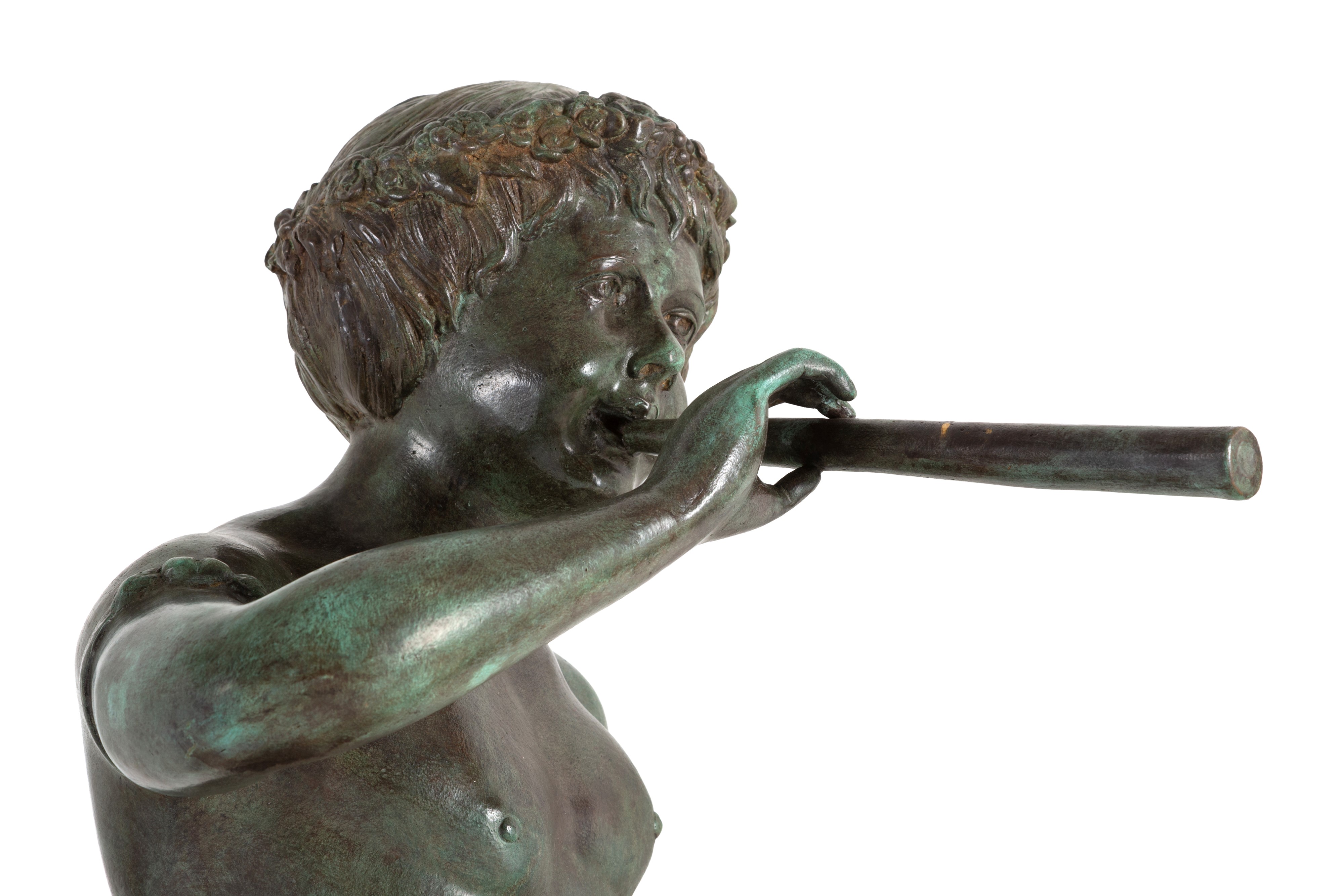 Coppia di sculture raffiguranti Fauni, bronzo patinato, XX secolo