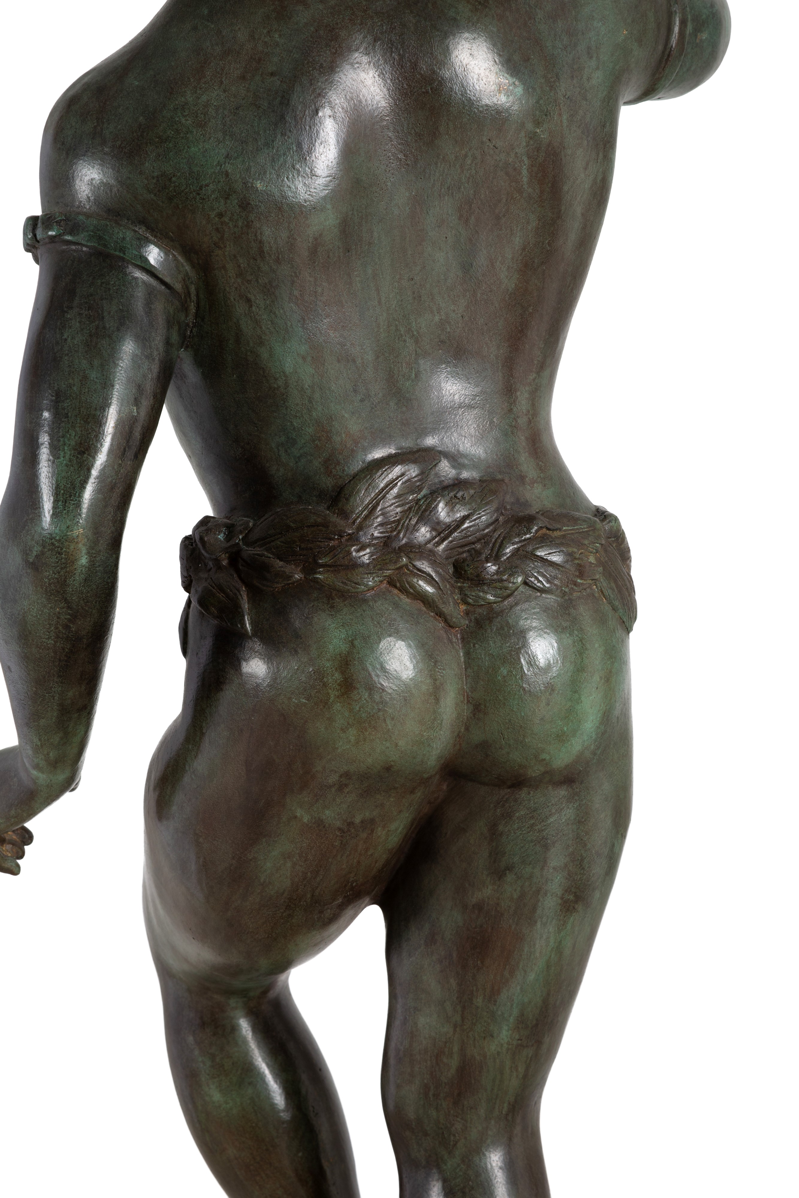 Coppia di sculture raffiguranti Fauni, bronzo patinato, XX secolo