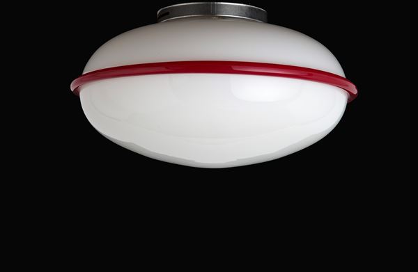 ETTORE SOTTSASS - Milk glass ceiling light for VISTOSI