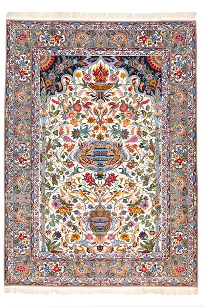 Tappeto Isfahan, Persia, lavorazione in lana e seta