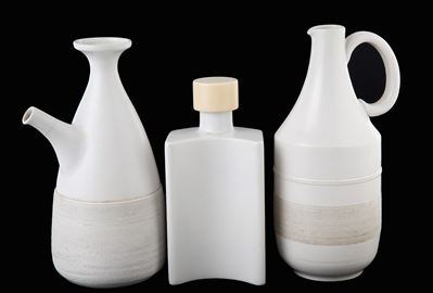 Franco Pozzi Ceramiche, Bottiglia e due brocche in ceramica smaltata