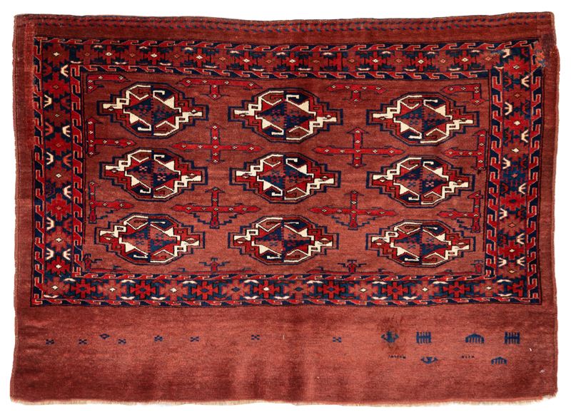 Tappeto Yomut Chuval, Turkestan occidentale, XIX secolo