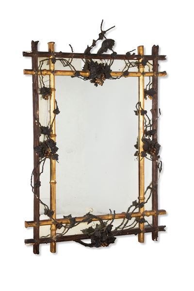 Specchiera, legno intagliato e dorato a foglie di vite (inizi XX secolo)
