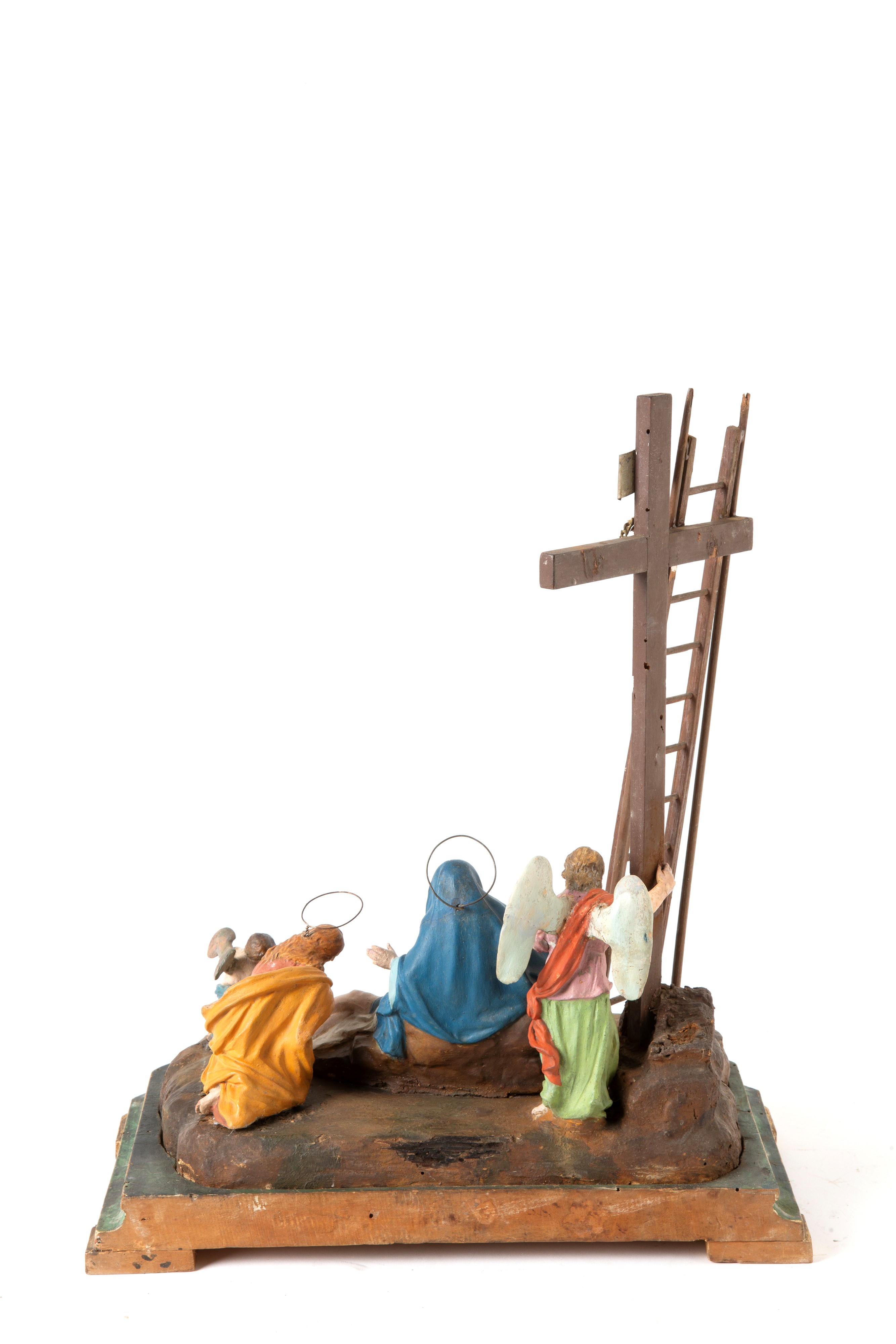 Gruppo scultoreo raffigurante il «Compianto su Cristo morto», terracotta e legno laccato e dorato...