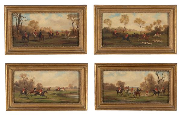 RUDOLF STONE - Four paintings "FOX HUNTING SCENES"