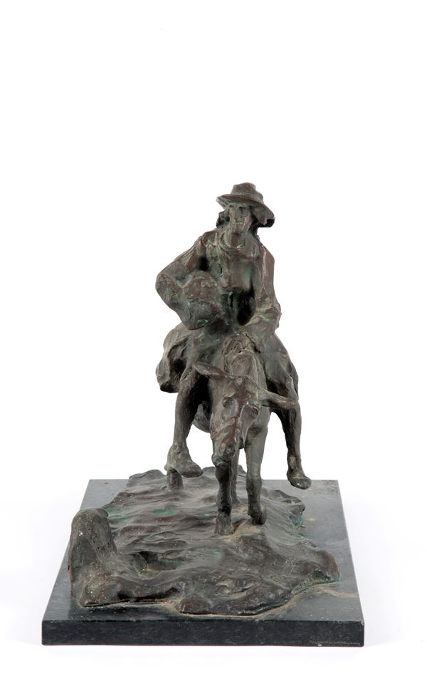 MICHELE VEDANI - Sculpture "MAN ON A MULE"