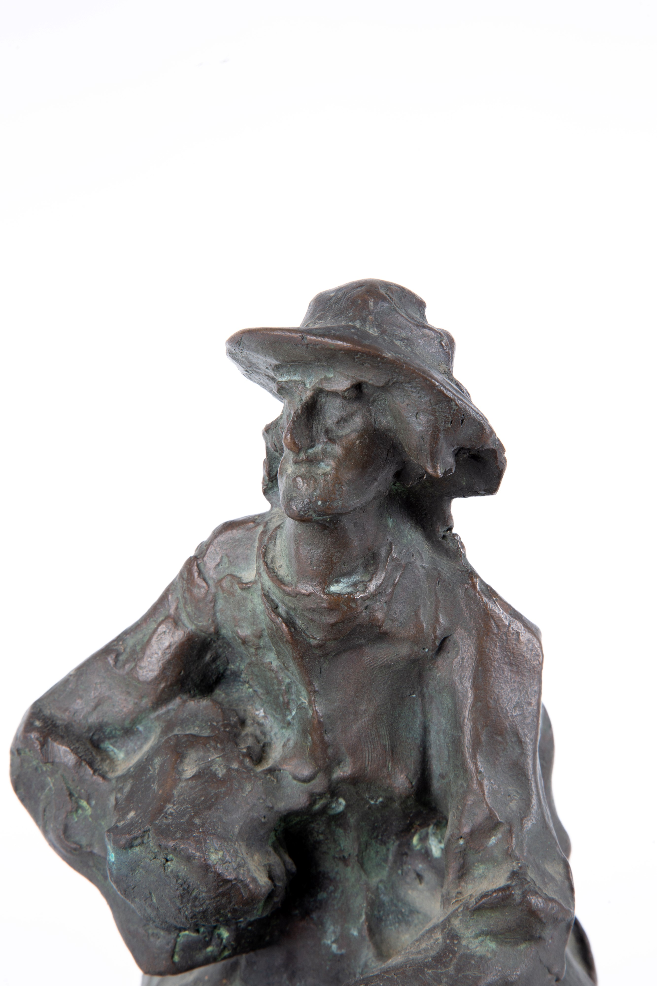 Michele Vedani - Uomo sul mulo, scultura in bronzo con base in marmo
