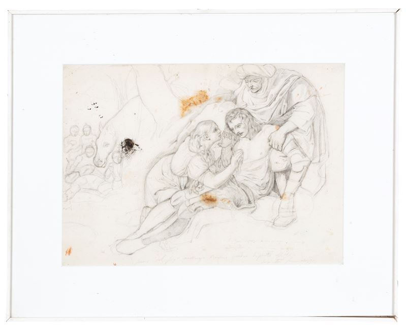Disegno raffigurante "Deposizione", matita su carta, XIX secolo
