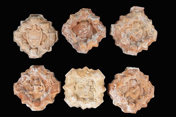 Six terracotta tiles