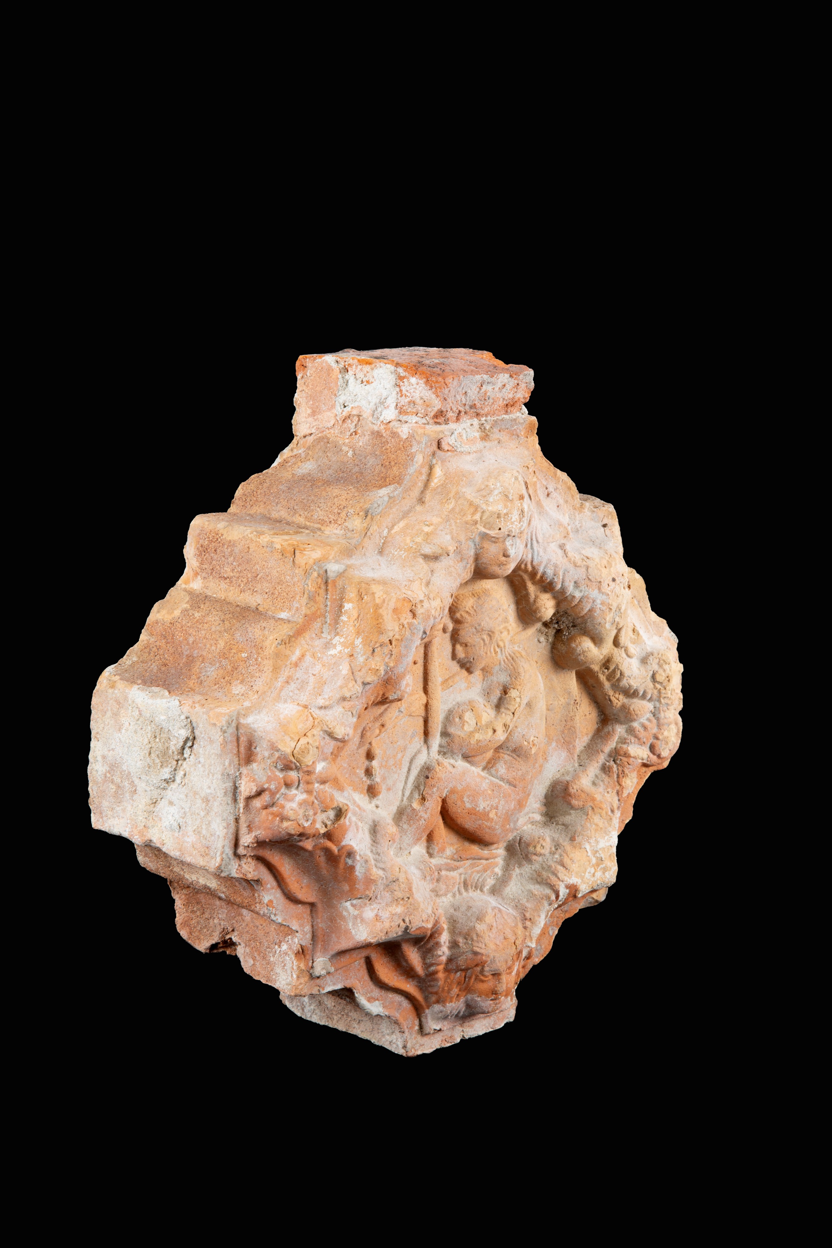 Sei mattonelle in terracotta a bordo mistilineo, raffigurazioni figurative, XIX secolo