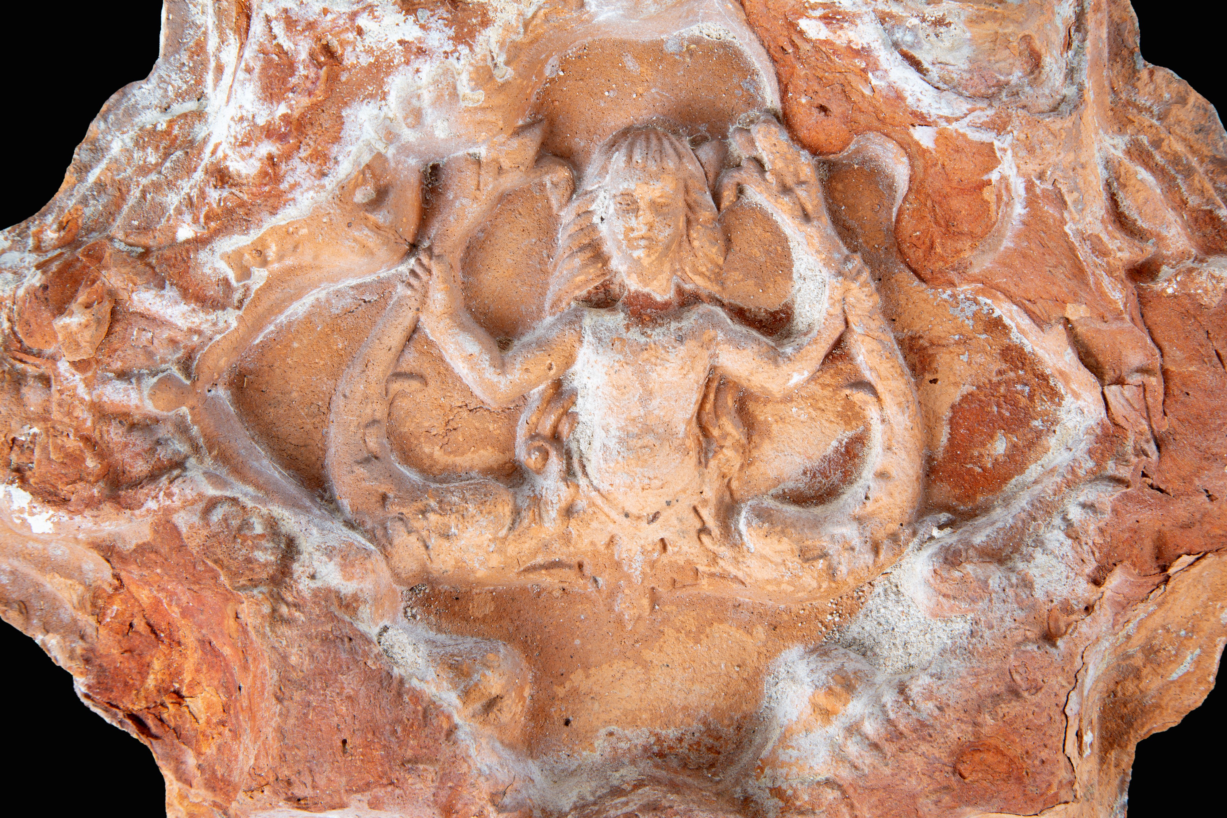 Sei mattonelle in terracotta a bordo mistilineo, raffigurazioni figurative, XIX secolo