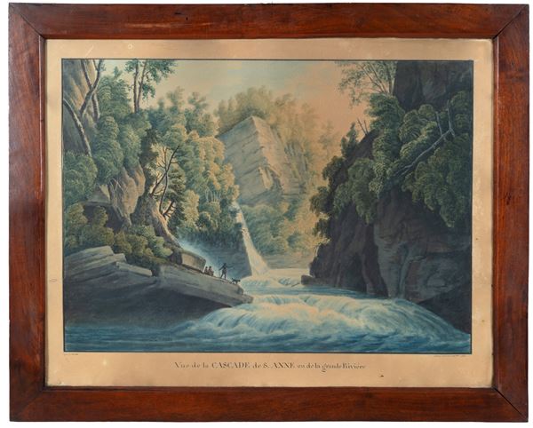 FELICE MULETTI - Watercolor "THE WATERFALL OF ST. ANNE"