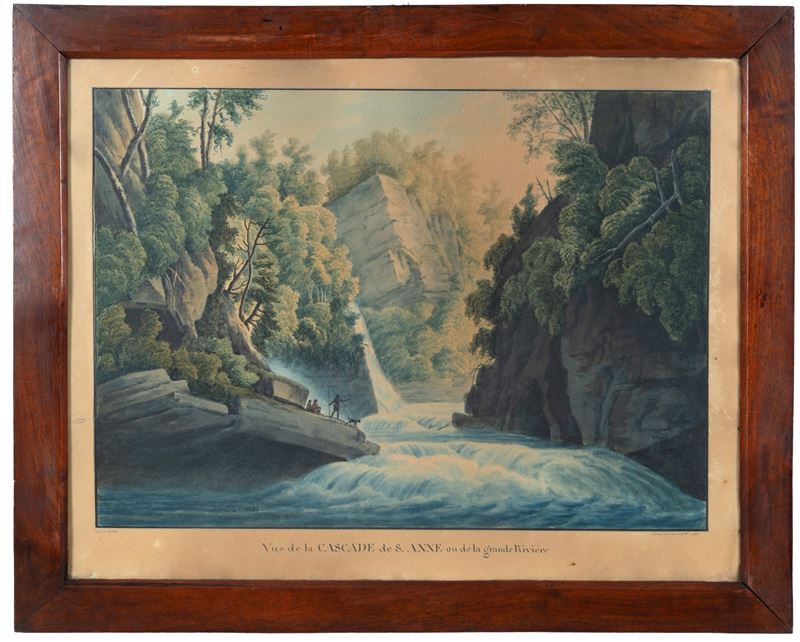 Felice Muletti - La cascata di S. Anna (acquarello su carta)