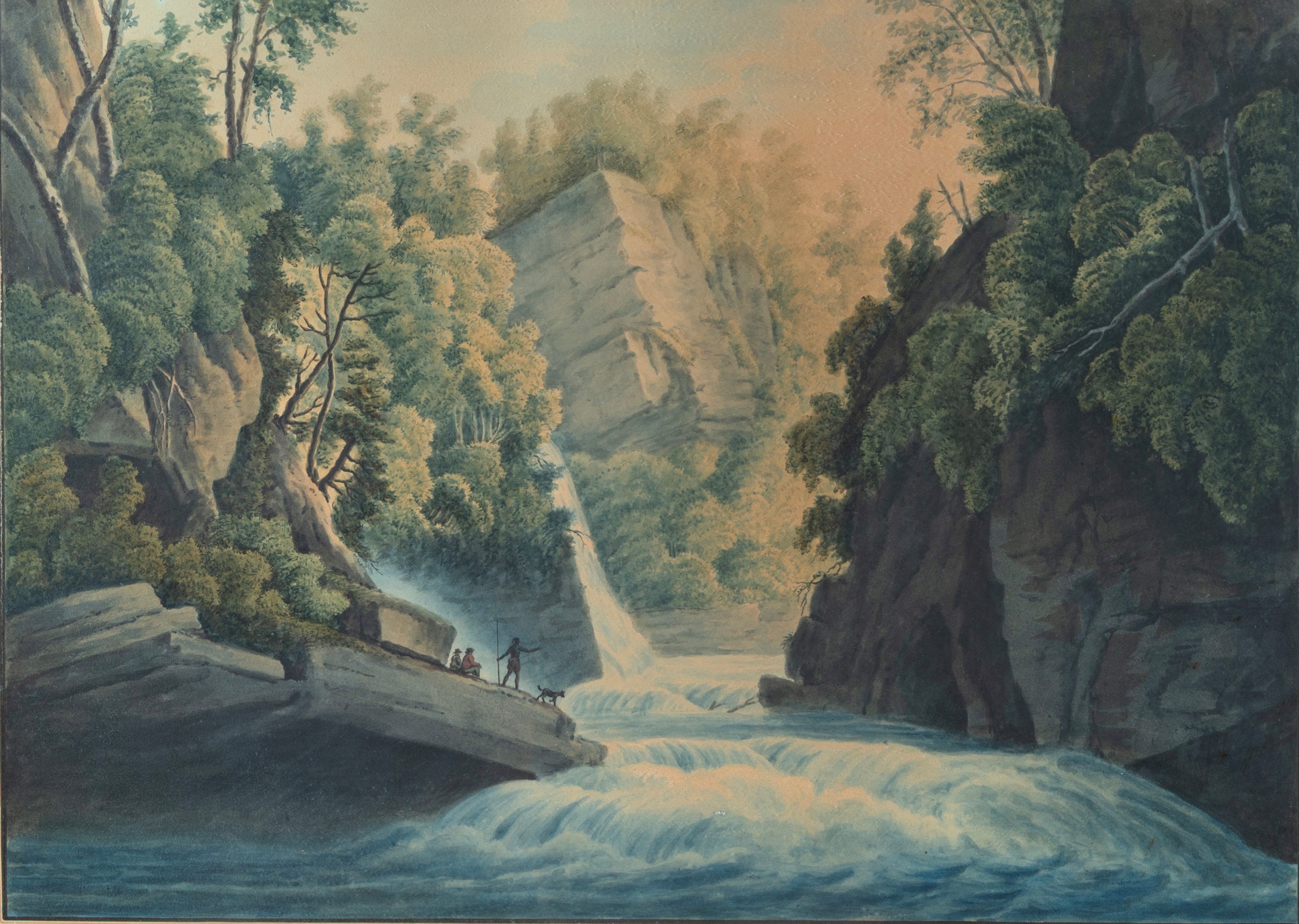 Felice Muletti - La cascata di S. Anna (acquarello su carta)