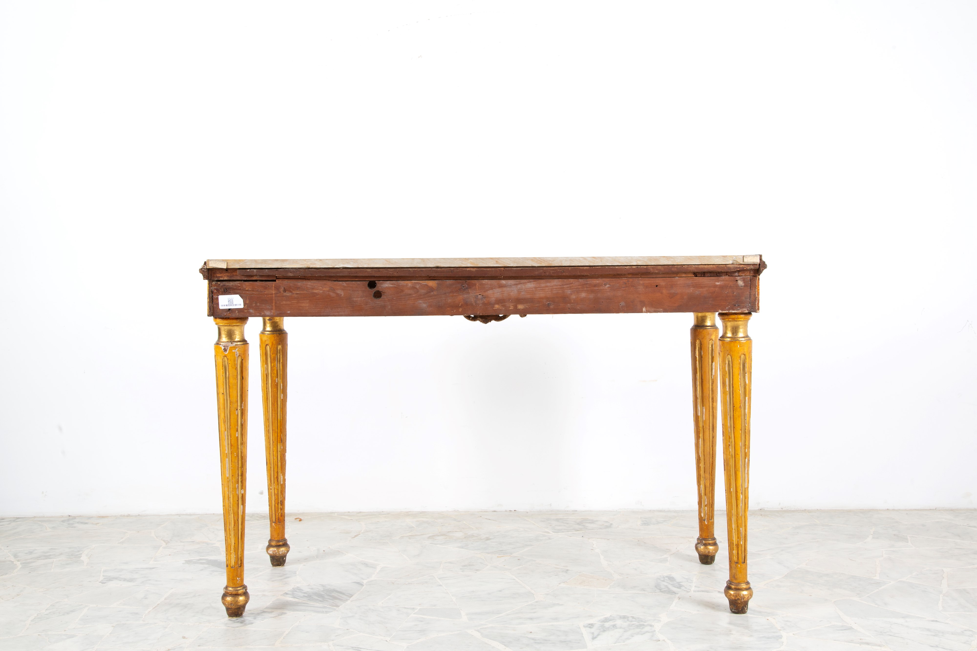 Consolle, struttura in legno laccato e dorato con piano in marmo (XIX secolo)