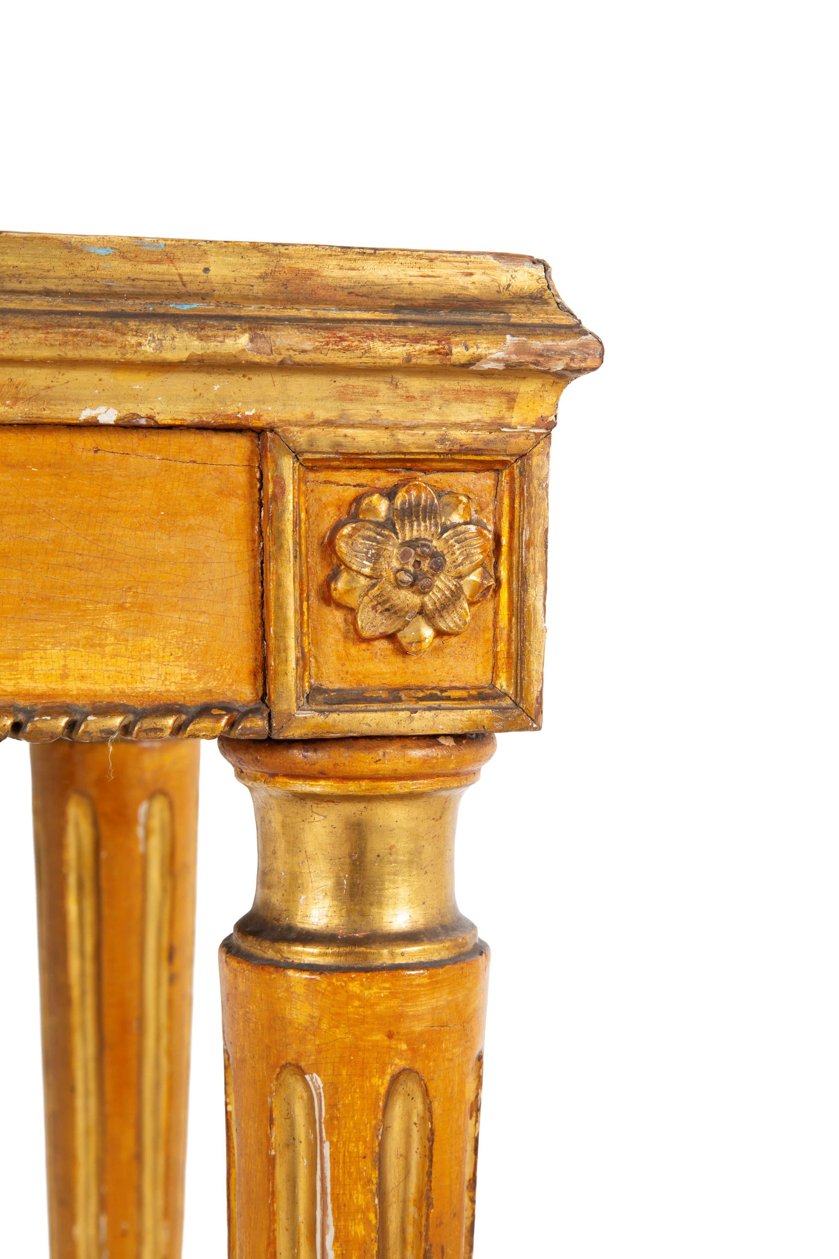 Consolle, struttura in legno laccato e dorato con piano in marmo (XIX secolo)