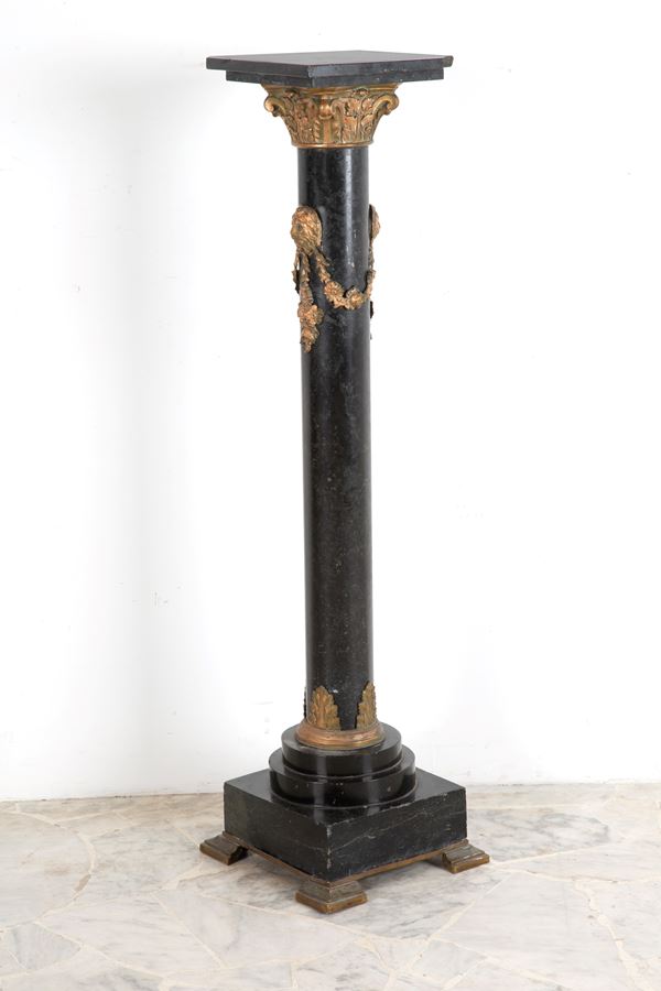 Black marble column