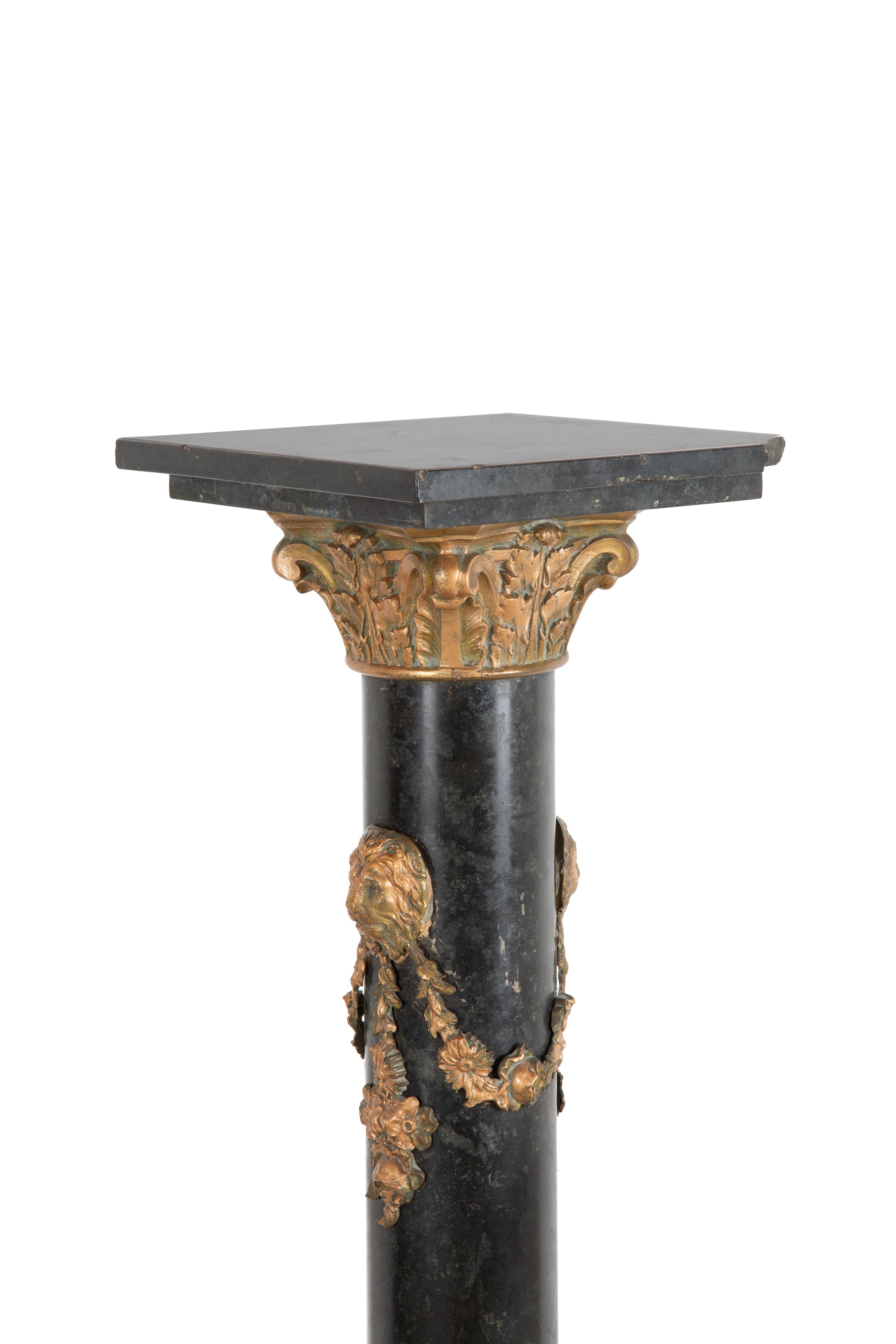 Colonna in marmo nero con guarnizioni in bronzo dorato, seconda metà del XIX secolo