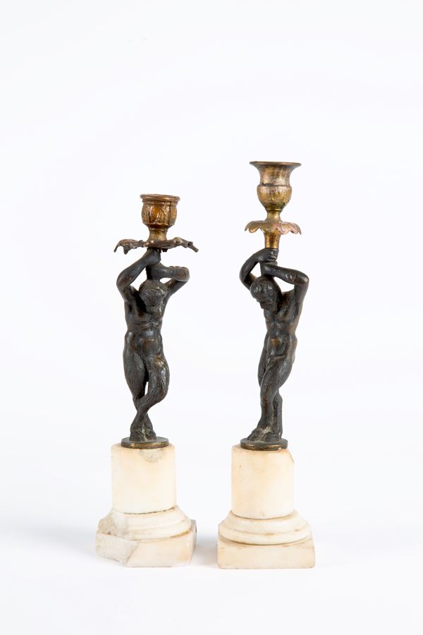 Pair of candlesticks "SATYRS"